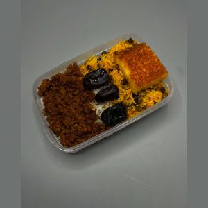 عدس پلو با گوشت و ماست موسیر